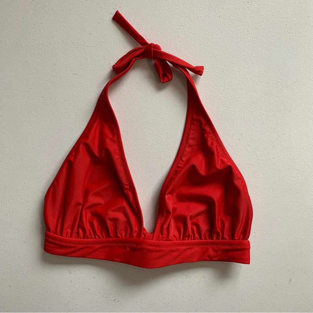 J Crew Red Triangle Bikini Top Size Small Swimwear NWT